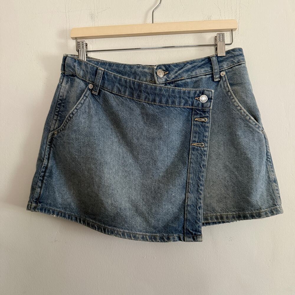 FREE PEOPLE | We The Free Wynne Wrap Asymmetrical Denim Mini Skirt | 29